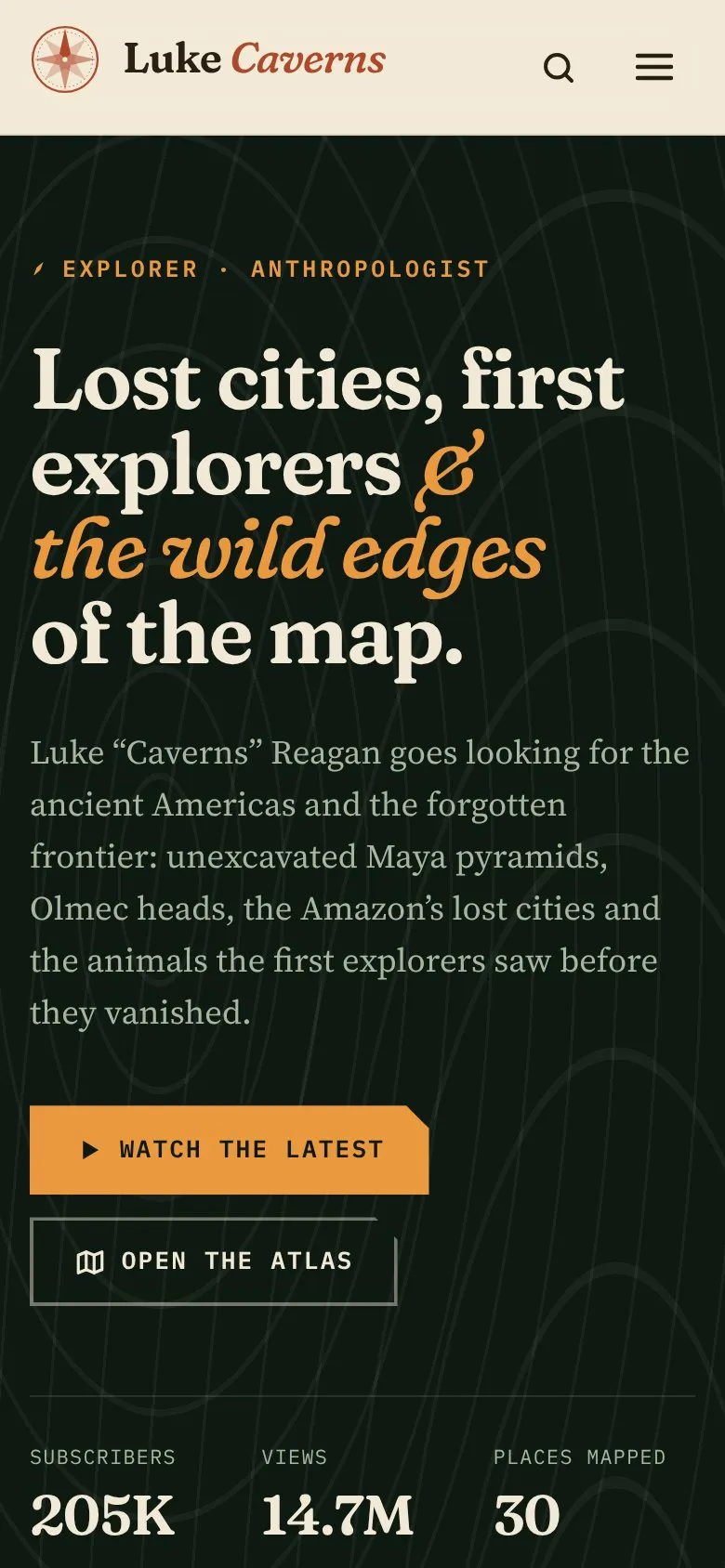 Luke Caverns site on a phone